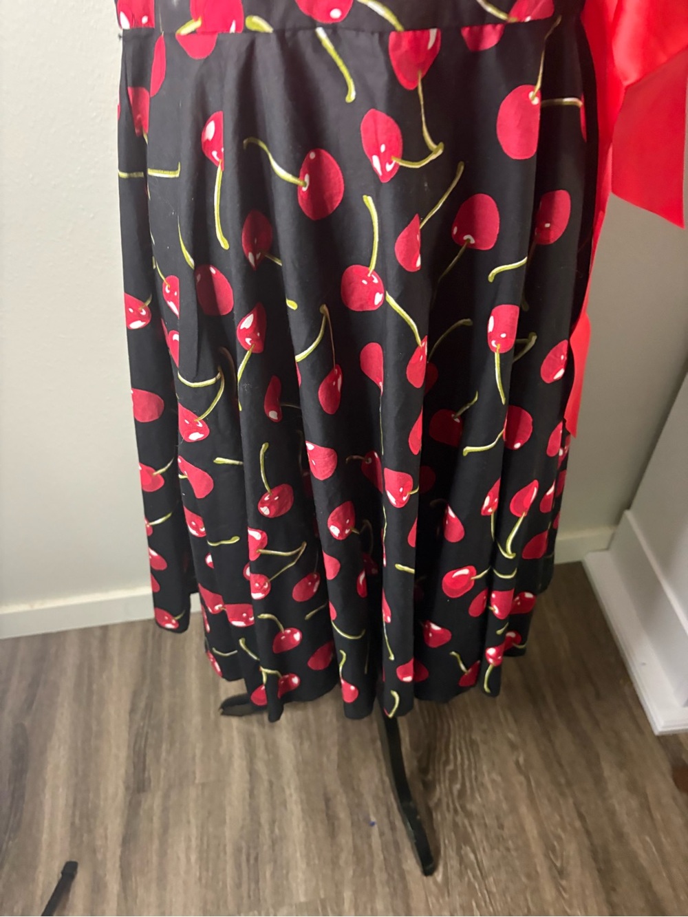 Pinup Girl Cherry Halter Dress With Satin Bows NWT - Picture 5 of 6